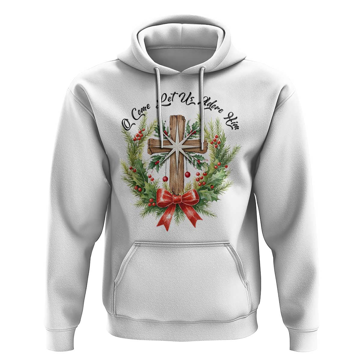 Cross Christmas Hoodie O Come Let Us Adove Him - Wonder Print Shop