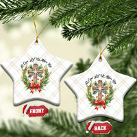 Cross Xmas Ceramic Ornament O Come Let Us Adove Him - Wonder Print Shop