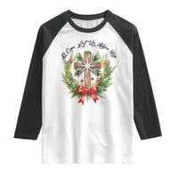 Cross Christmas Raglan Shirt O Come Let Us Adove Him - Wonder Print Shop