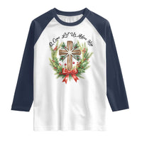 Cross Christmas Raglan Shirt O Come Let Us Adove Him - Wonder Print Shop