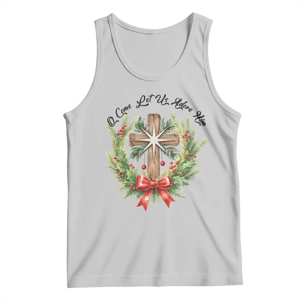 Cross Christmas Tank Top O Come Let Us Adove Him - Wonder Print Shop