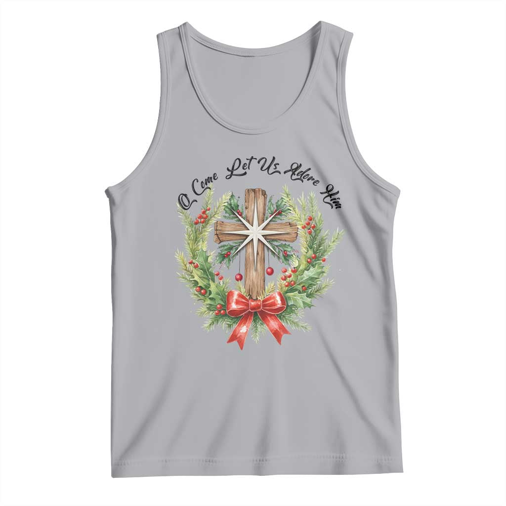 Cross Christmas Tank Top O Come Let Us Adove Him - Wonder Print Shop