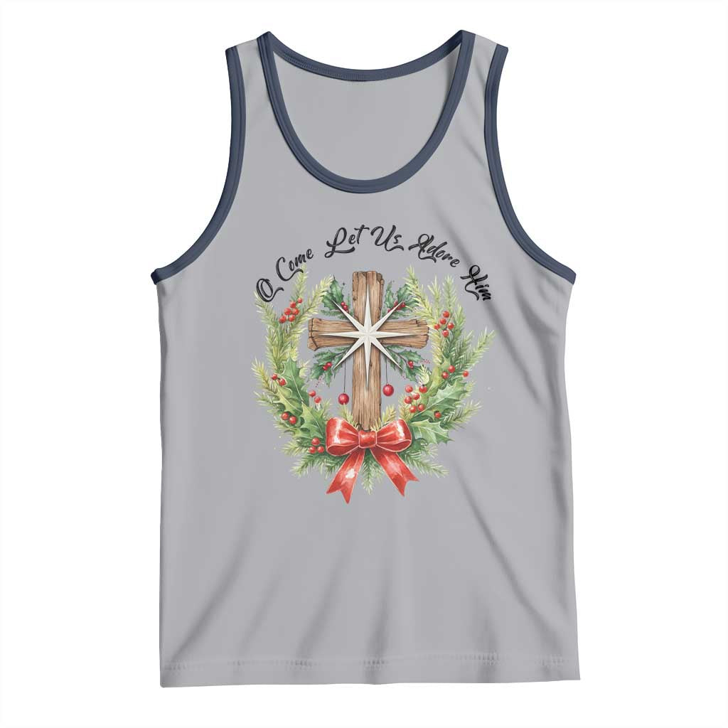 Cross Christmas Tank Top O Come Let Us Adove Him - Wonder Print Shop