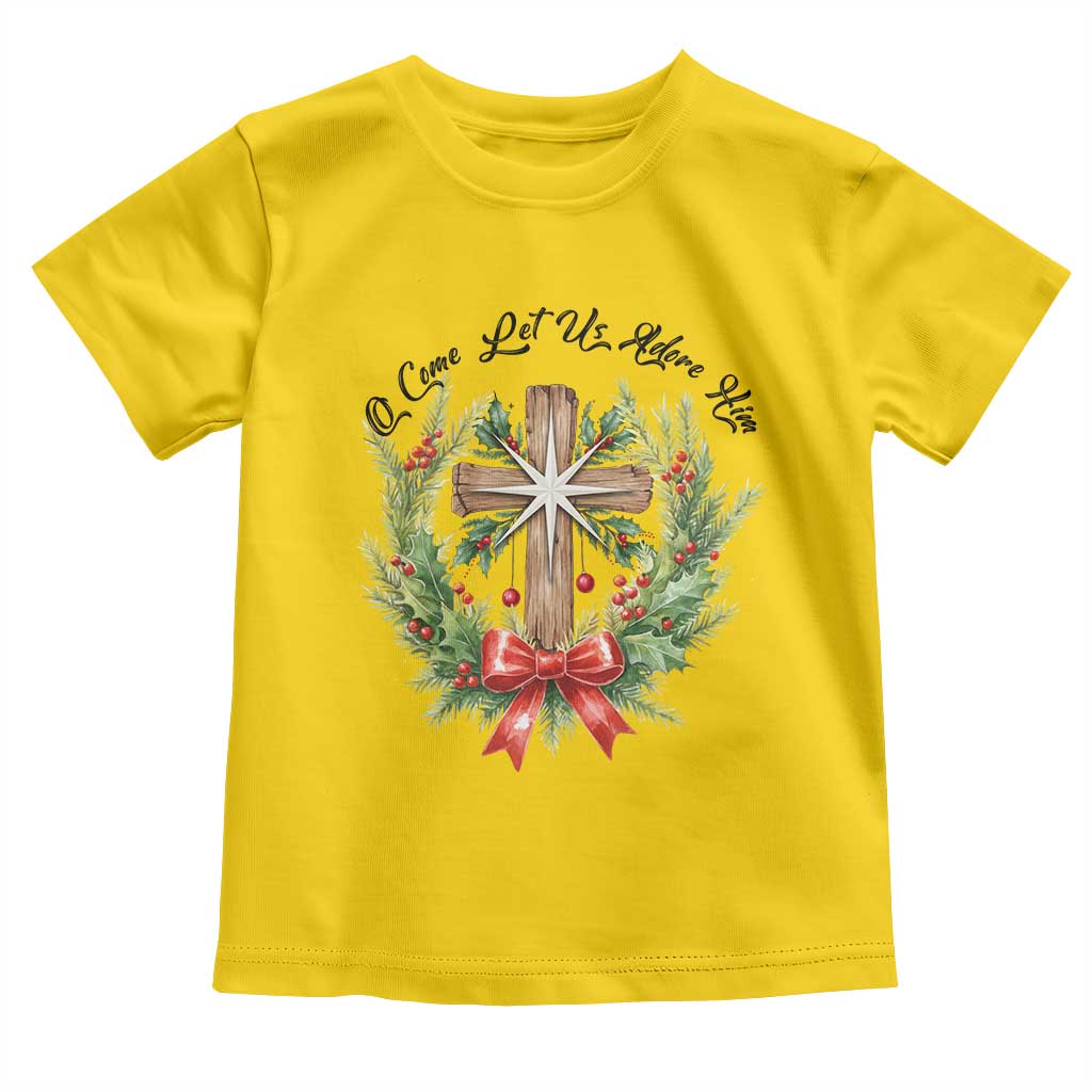 Cross Christmas Toddler T Shirt O Come Let Us Adove Him - Wonder Print Shop