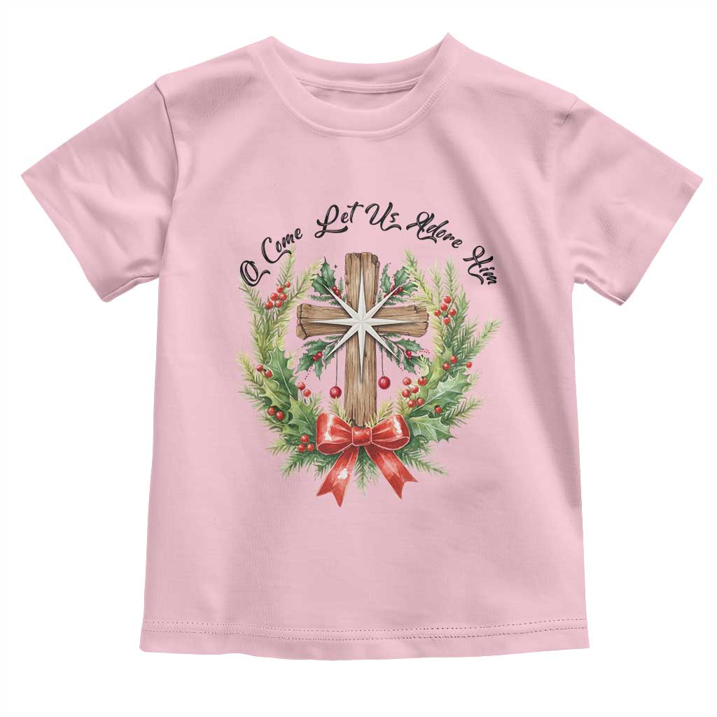 Cross Christmas Toddler T Shirt O Come Let Us Adove Him - Wonder Print Shop