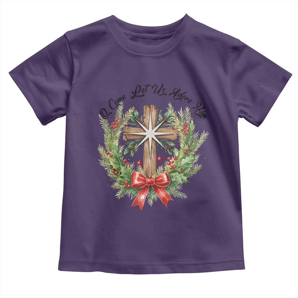 Cross Christmas Toddler T Shirt O Come Let Us Adove Him - Wonder Print Shop