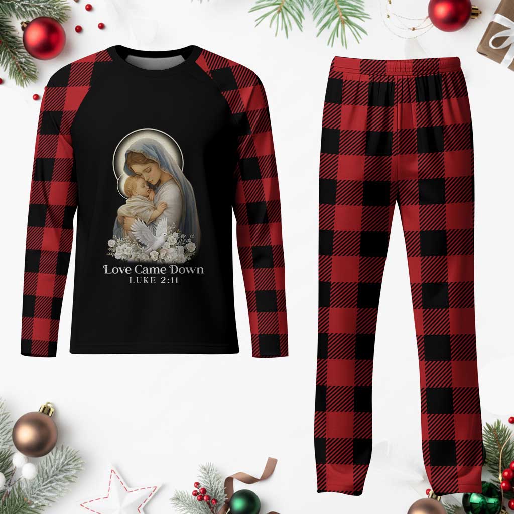 Christian Christmas Plaid Pajama Set Love Came Down Luke 2:11 - Wonder Print Shop