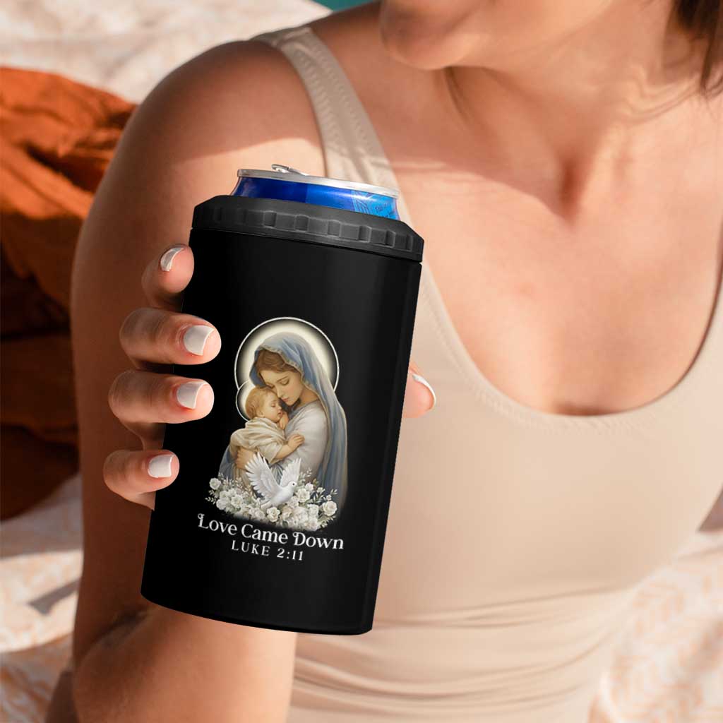 Christian Christmas 4 in 1 Can Cooler Tumbler Love Came Down Luke 2:11 - Wonder Print Shop