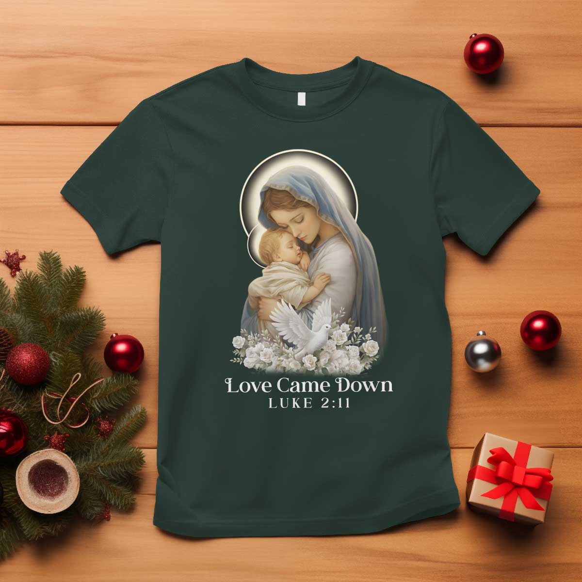 Christian Christmas T Shirt Love Came Down Luke 2:11 - Wonder Print Shop