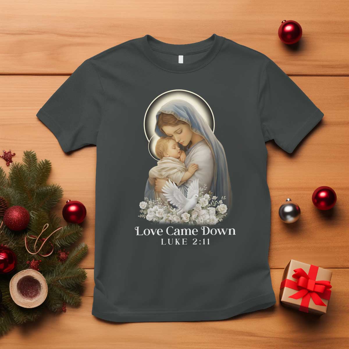 Christian Christmas T Shirt Love Came Down Luke 2:11 - Wonder Print Shop