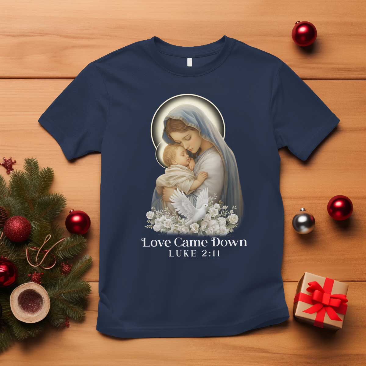 Christian Christmas T Shirt Love Came Down Luke 2:11 - Wonder Print Shop