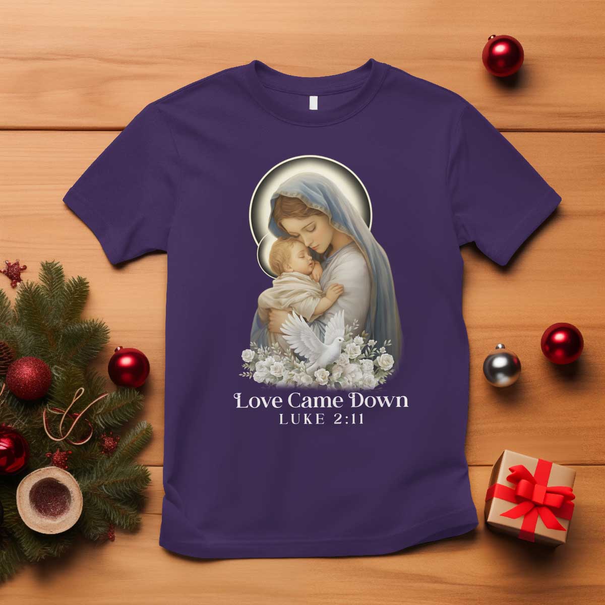 Christian Christmas T Shirt Love Came Down Luke 2:11 - Wonder Print Shop