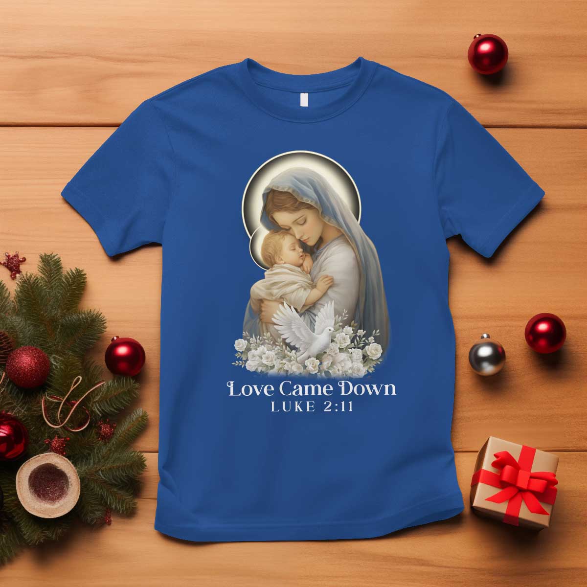 Christian Christmas T Shirt Love Came Down Luke 2:11 - Wonder Print Shop