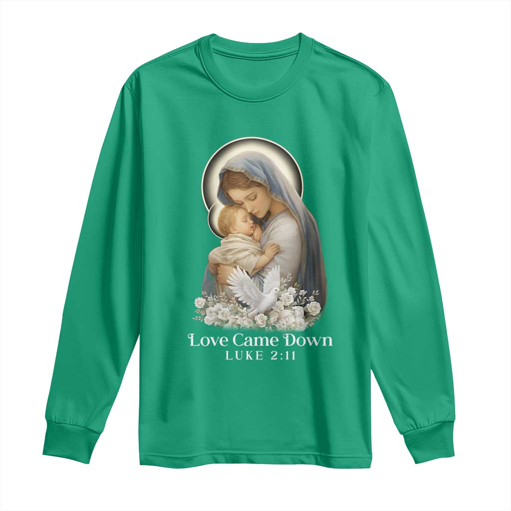 Christian Christmas Long Sleeve Shirt Love Came Down Luke 2:11 - Wonder Print Shop