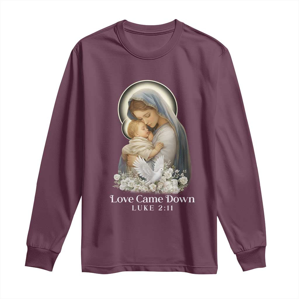 Christian Christmas Long Sleeve Shirt Love Came Down Luke 2:11 - Wonder Print Shop