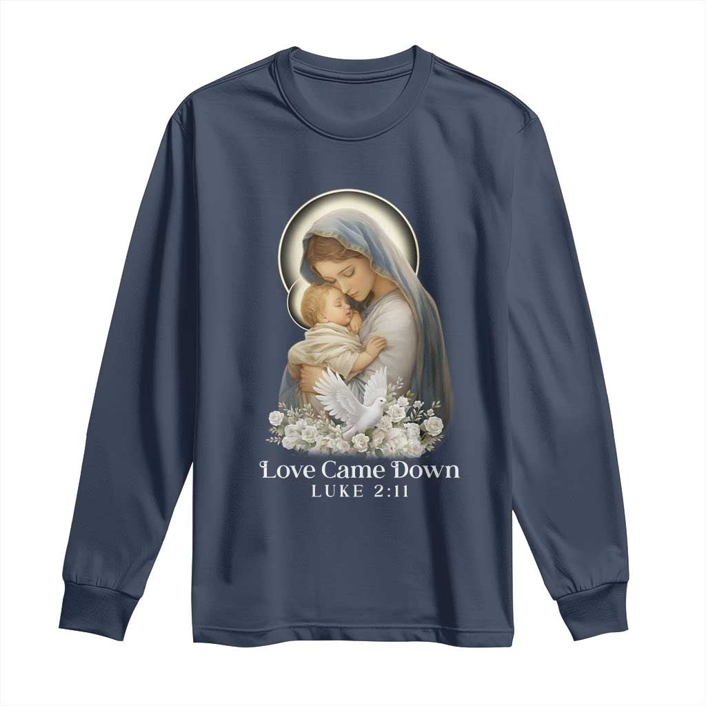 Christian Christmas Long Sleeve Shirt Love Came Down Luke 2:11 - Wonder Print Shop