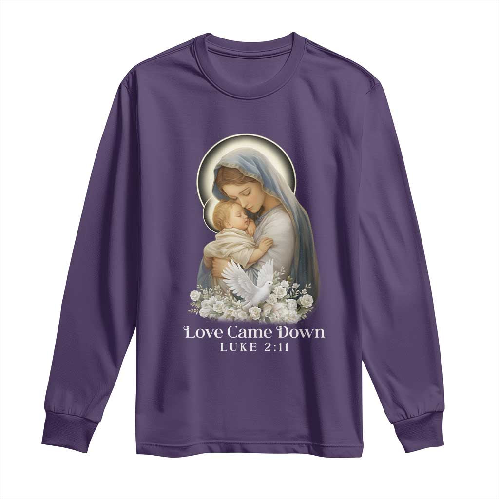 Christian Christmas Long Sleeve Shirt Love Came Down Luke 2:11 - Wonder Print Shop