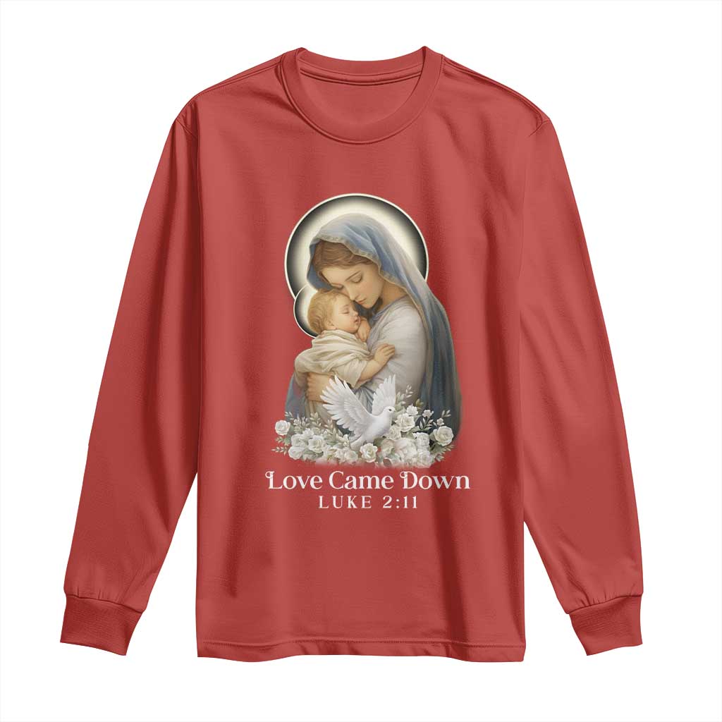 Christian Christmas Long Sleeve Shirt Love Came Down Luke 2:11 - Wonder Print Shop