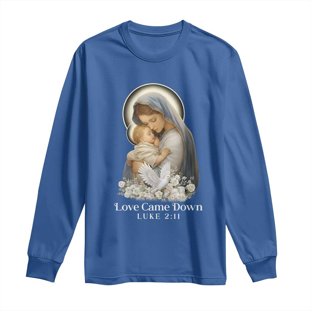 Christian Christmas Long Sleeve Shirt Love Came Down Luke 2:11 - Wonder Print Shop