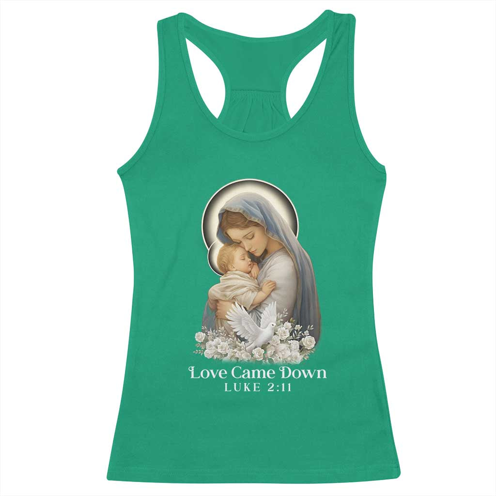 Christian Christmas Racerback Tank Top Love Came Down Luke 2:11 - Wonder Print Shop
