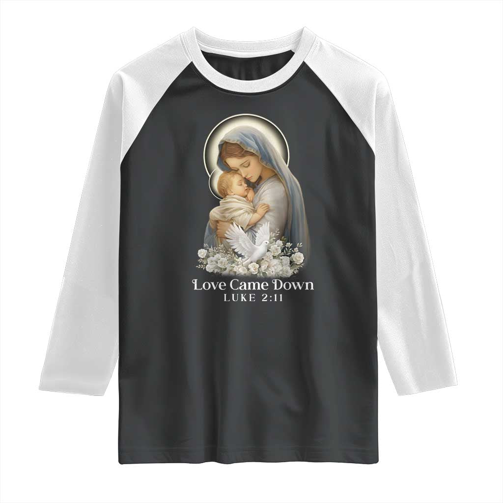 Christian Christmas Raglan Shirt Love Came Down Luke 2:11 - Wonder Print Shop