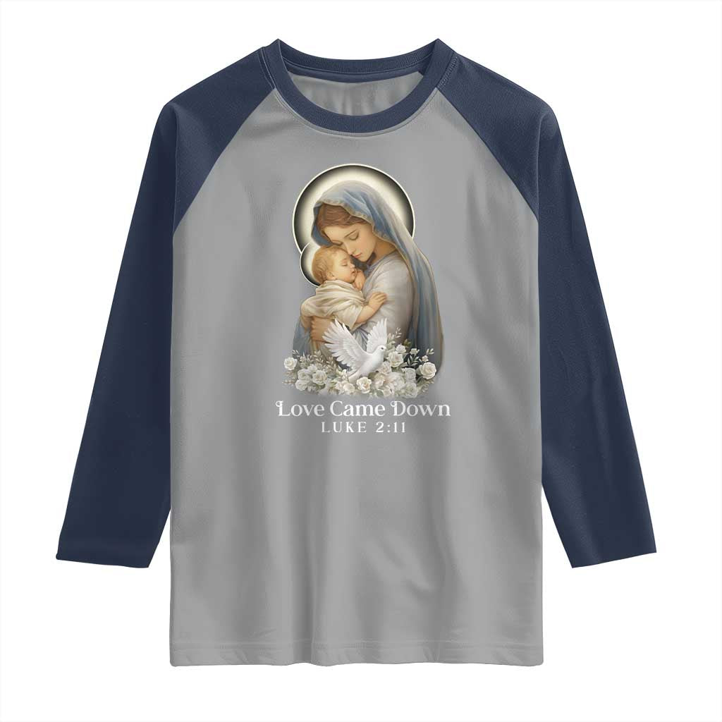 Christian Christmas Raglan Shirt Love Came Down Luke 2:11 - Wonder Print Shop