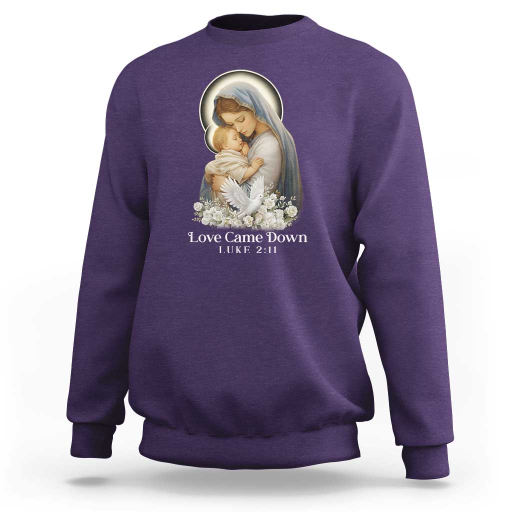 Christian Christmas Sweatshirt Love Came Down Luke 2:11 - Wonder Print Shop