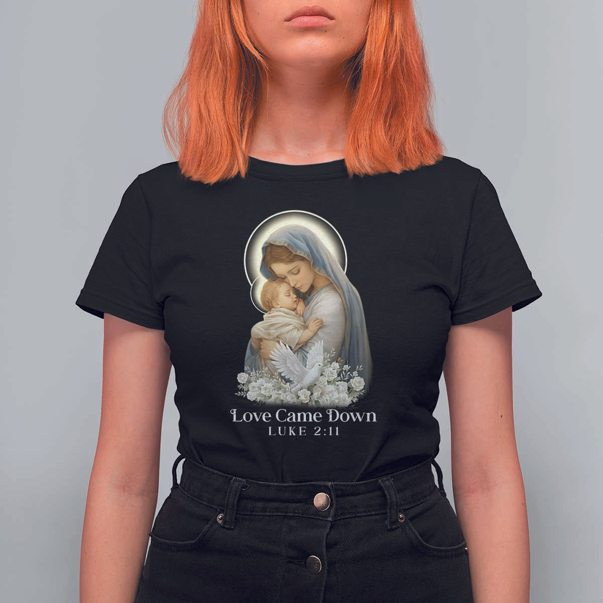 Christian Christmas T Shirt For Women Love Came Down Luke 2:11 - Wonder Print Shop