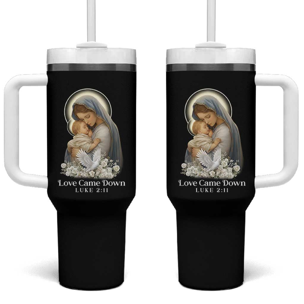 Christian Christmas Tumbler With Handle Love Came Down Luke 2:11 - Wonder Print Shop