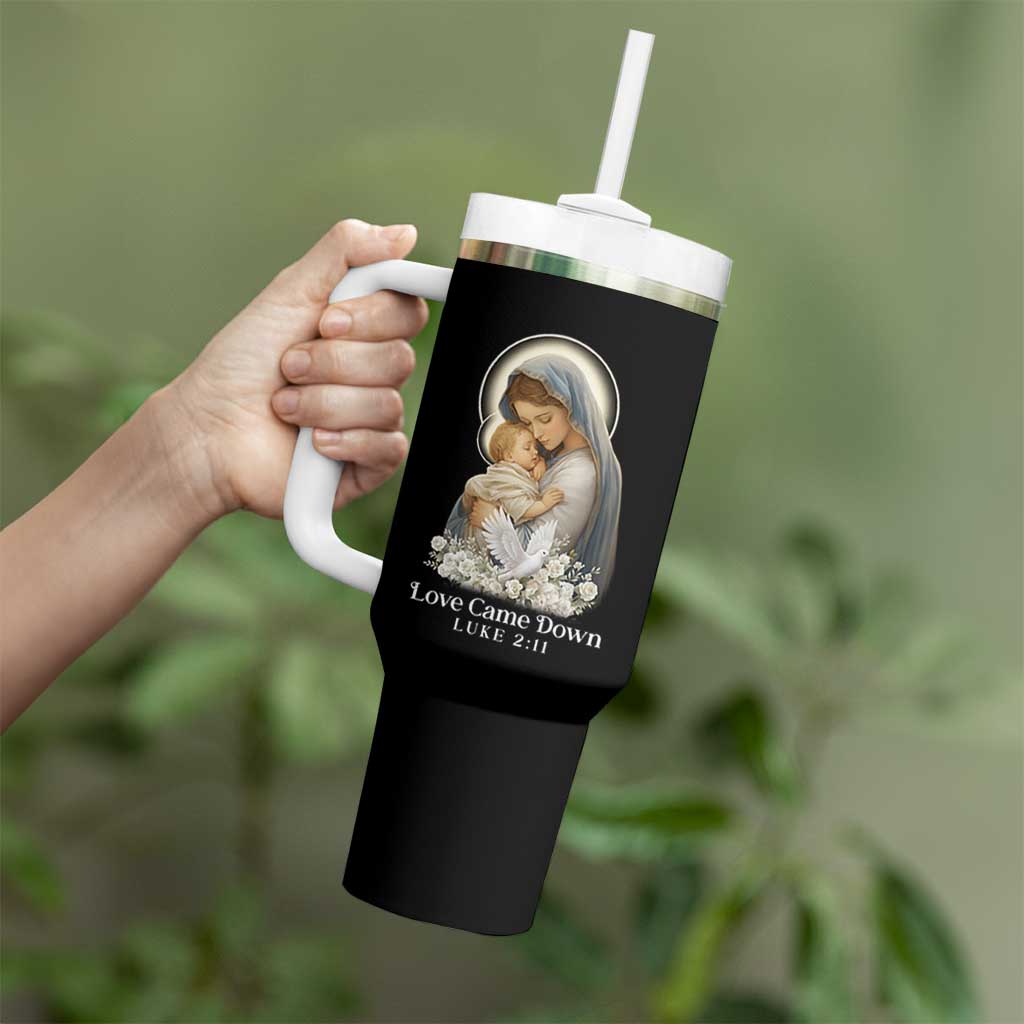 Christian Christmas Tumbler With Handle Love Came Down Luke 2:11 - Wonder Print Shop