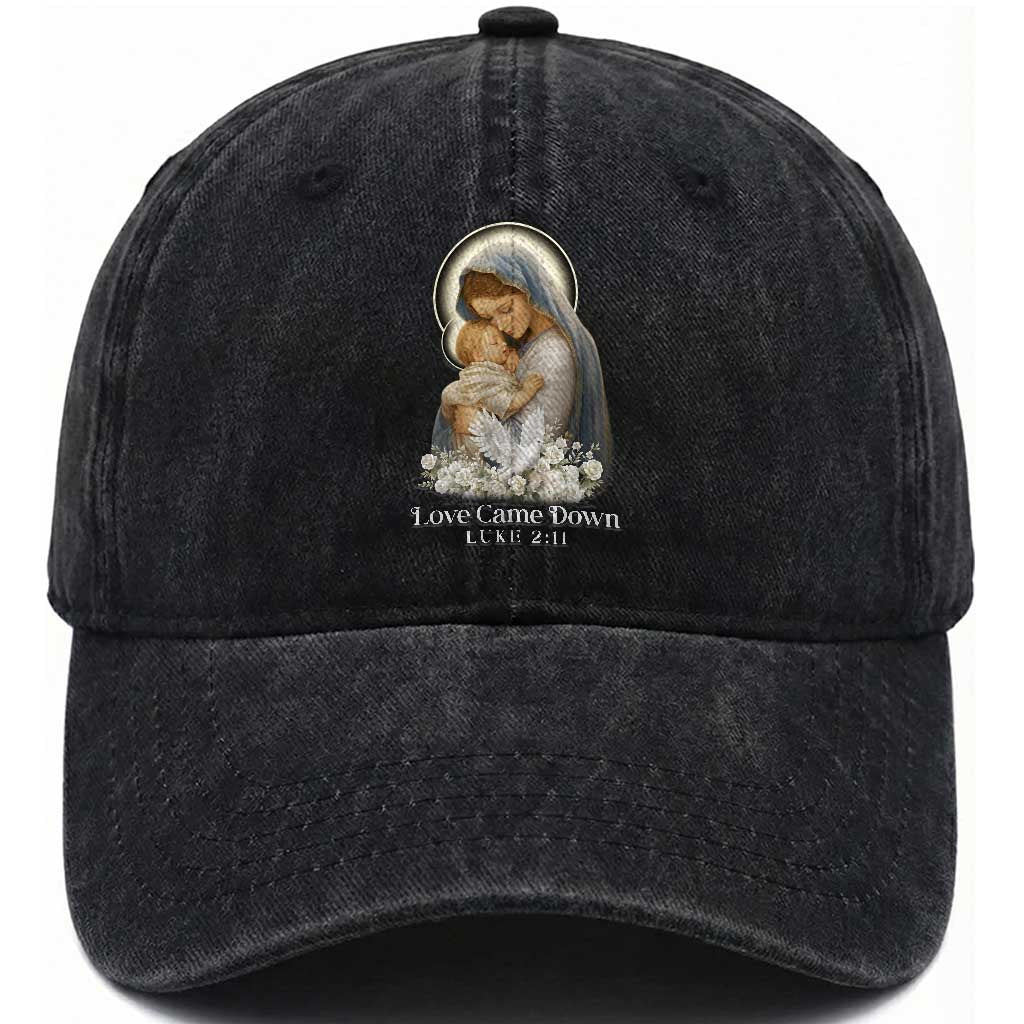 Christian Christmas Washed Cotton Baseball Cap Love Came Down Luke 2:11