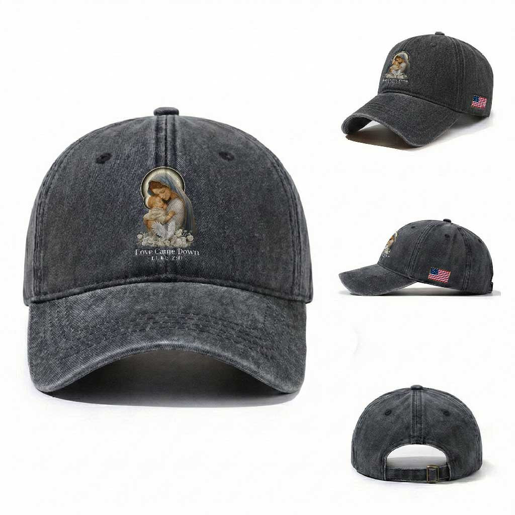 Christian Christmas Washed Cotton Baseball Cap Love Came Down Luke 2:11