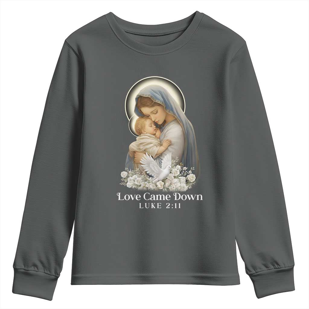 Christian Christmas Youth Sweatshirt Love Came Down Luke 2:11 - Wonder Print Shop