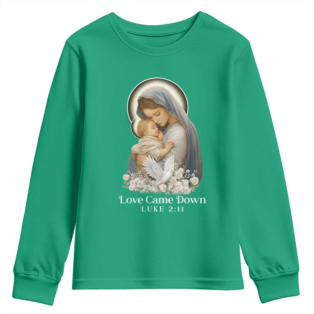 Christian Christmas Youth Sweatshirt Love Came Down Luke 2:11 - Wonder Print Shop
