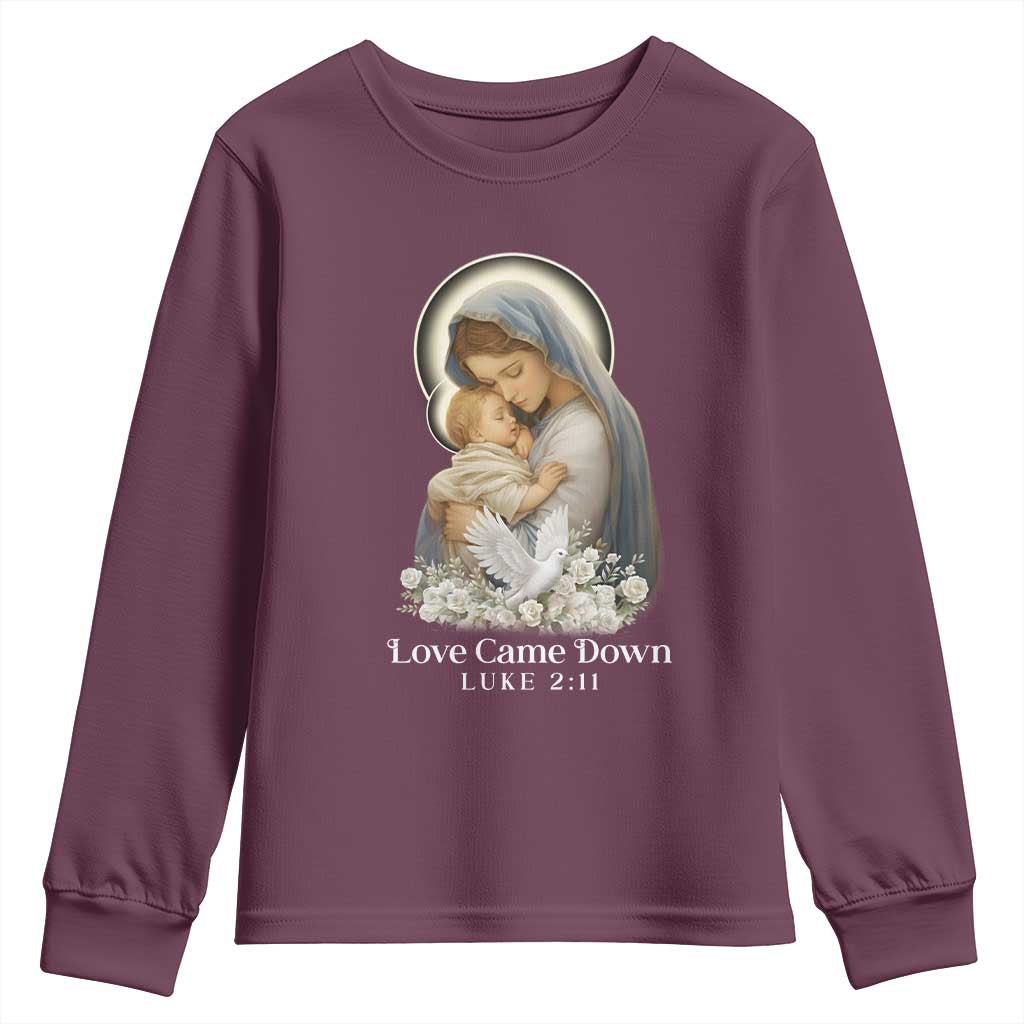 Christian Christmas Youth Sweatshirt Love Came Down Luke 2:11 - Wonder Print Shop