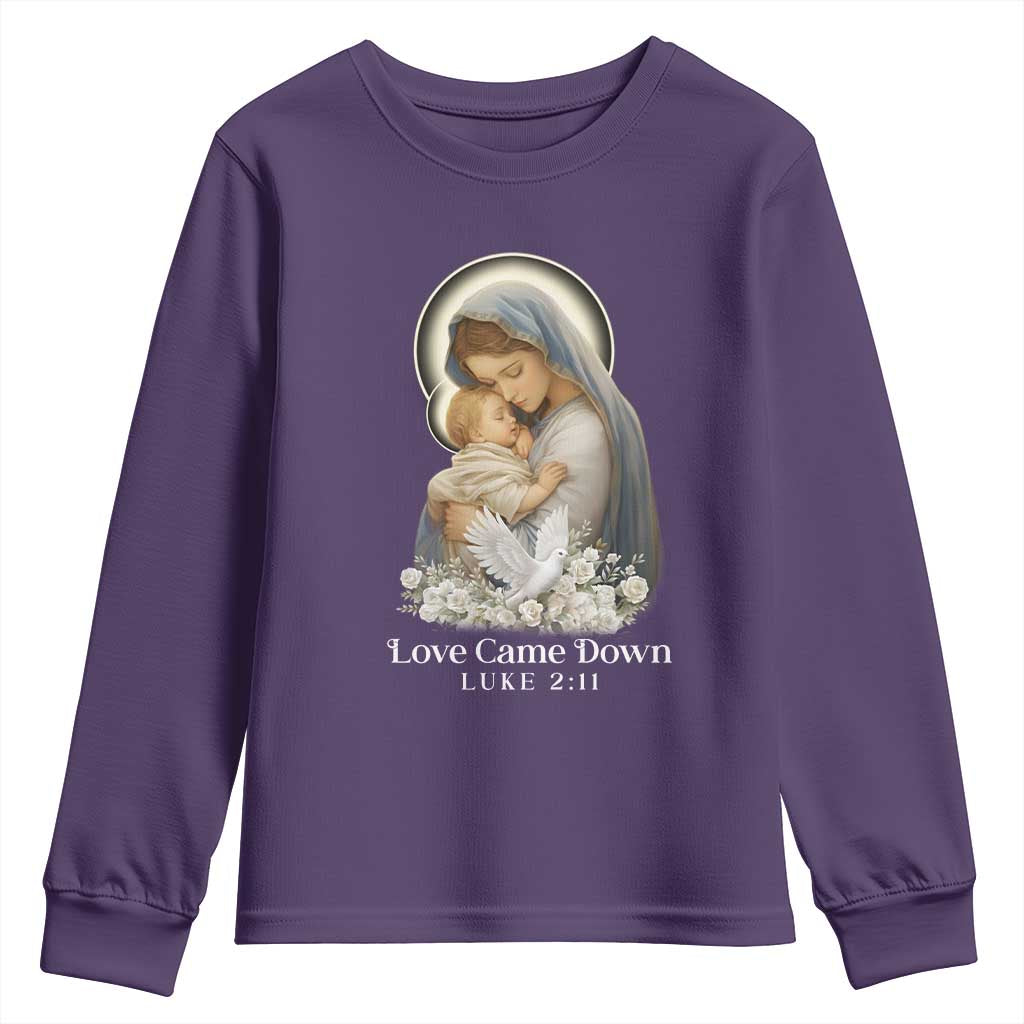 Christian Christmas Youth Sweatshirt Love Came Down Luke 2:11 - Wonder Print Shop