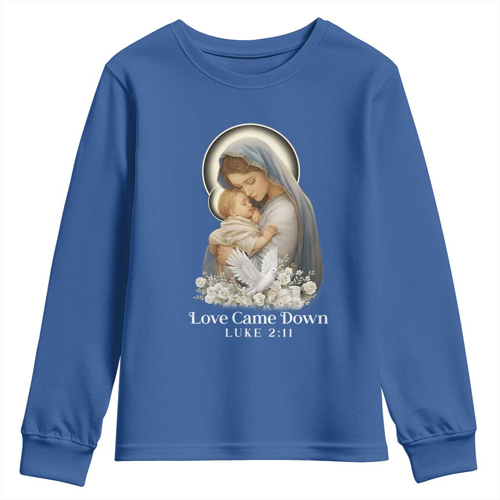 Christian Christmas Youth Sweatshirt Love Came Down Luke 2:11 - Wonder Print Shop
