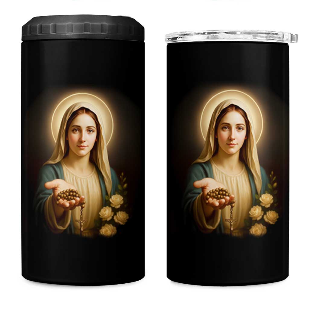 Virgin Mary Maria 4 in 1 Can Cooler Tumbler Catholic Christian Faith - Wonder Print Shop