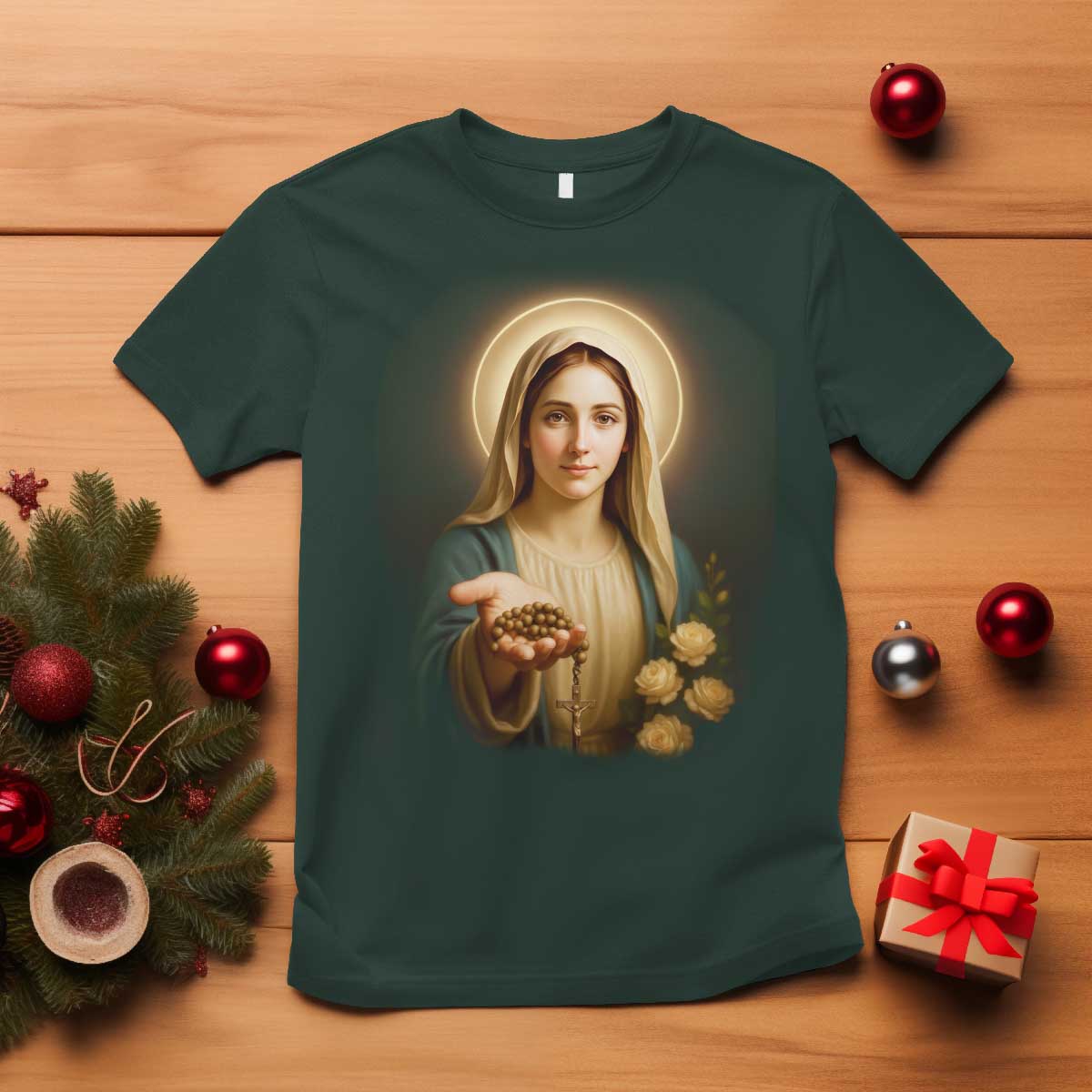 Virgin Mary Maria T Shirt Catholic Christian Faith - Wonder Print Shop