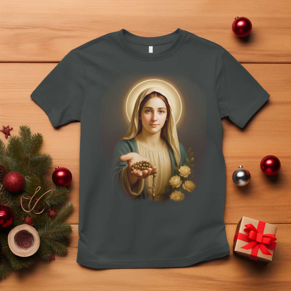 Virgin Mary Maria T Shirt Catholic Christian Faith - Wonder Print Shop