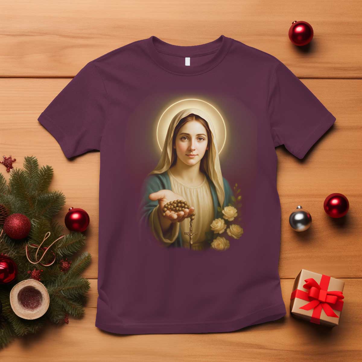 Virgin Mary Maria T Shirt Catholic Christian Faith - Wonder Print Shop