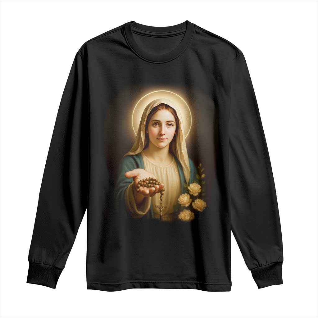 Virgin Mary Maria Long Sleeve Shirt Catholic Christian Faith - Wonder Print Shop