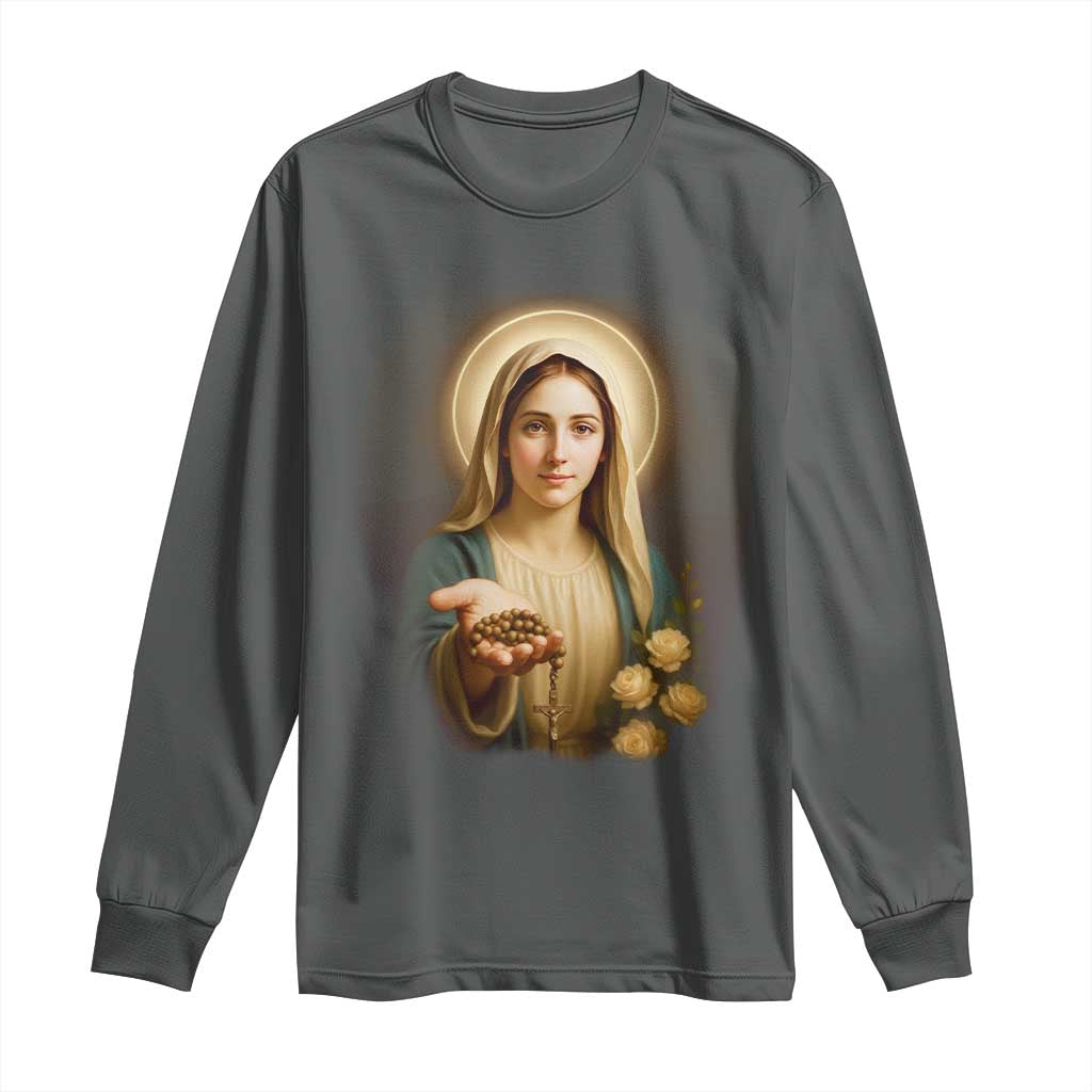 Virgin Mary Maria Long Sleeve Shirt Catholic Christian Faith - Wonder Print Shop