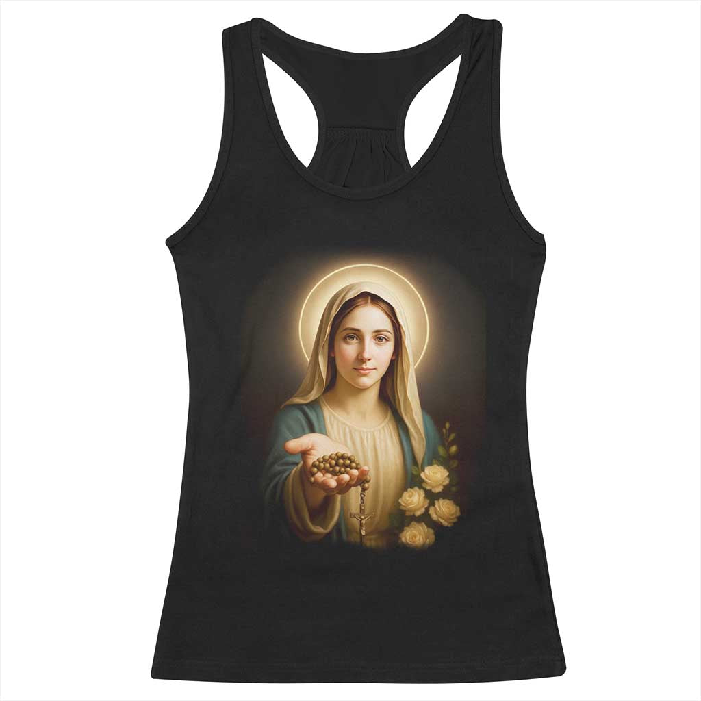 Virgin Mary Maria Racerback Tank Top Catholic Christian Faith - Wonder Print Shop