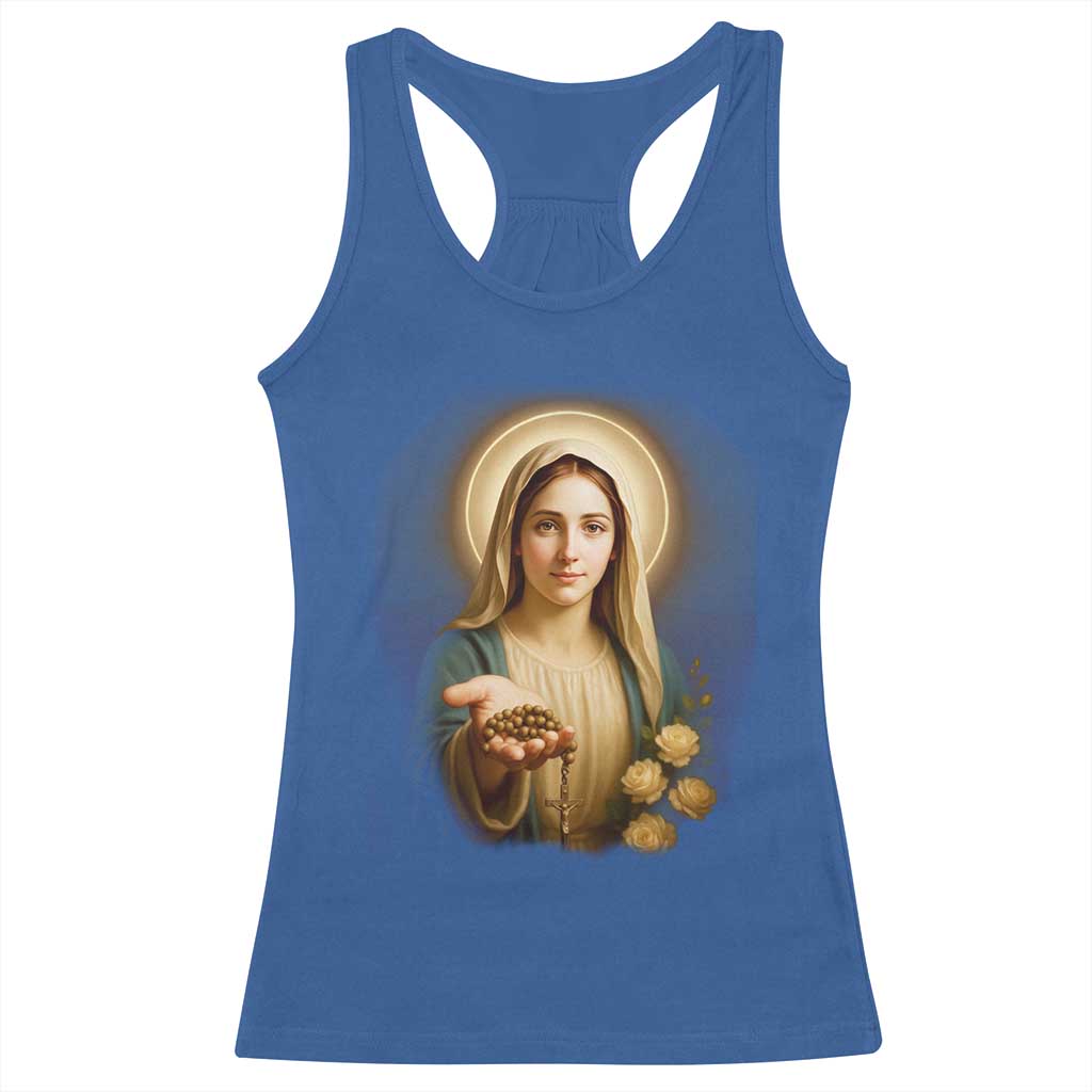 Virgin Mary Maria Racerback Tank Top Catholic Christian Faith - Wonder Print Shop