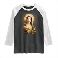 Virgin Mary Maria Raglan Shirt Catholic Christian Faith - Wonder Print Shop