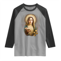 Virgin Mary Maria Raglan Shirt Catholic Christian Faith - Wonder Print Shop