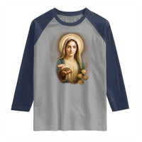 Virgin Mary Maria Raglan Shirt Catholic Christian Faith - Wonder Print Shop