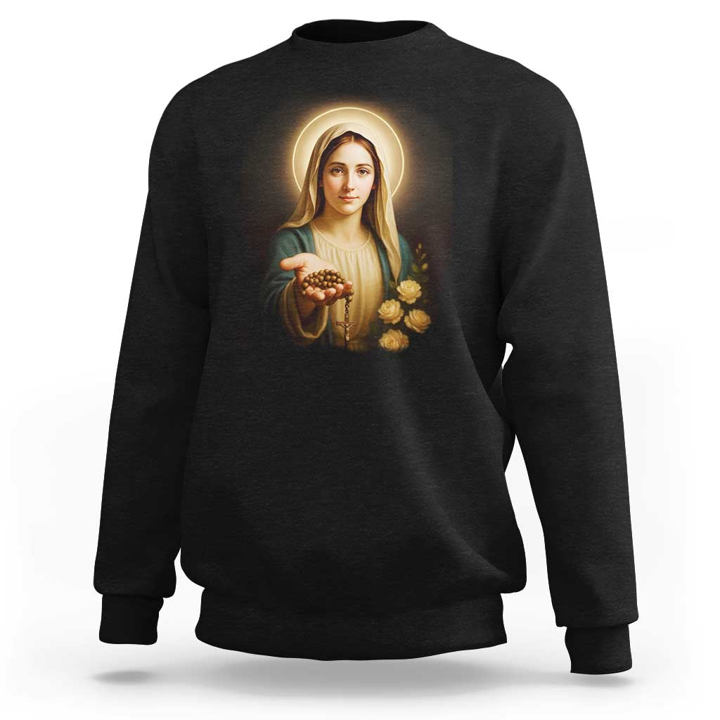 Virgin Mary Maria Sweatshirt Catholic Christian Faith - Wonder Print Shop