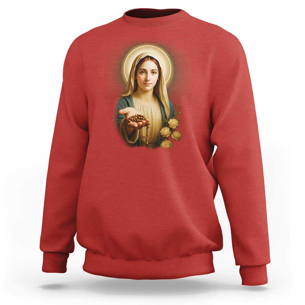 Virgin Mary Maria Sweatshirt Catholic Christian Faith - Wonder Print Shop